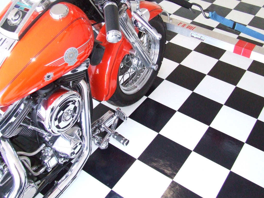 8' Wide Black & White Sheet Vinyl Flooring Floor Roll--Trailers, Small Spaces