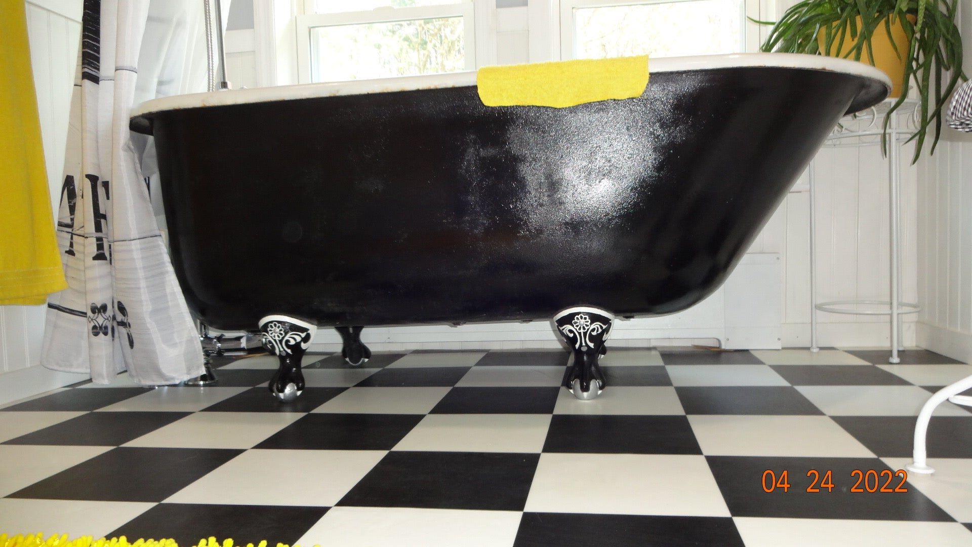 8' Wide Black & White Sheet Vinyl Flooring Floor Roll--Trailers, Small Spaces